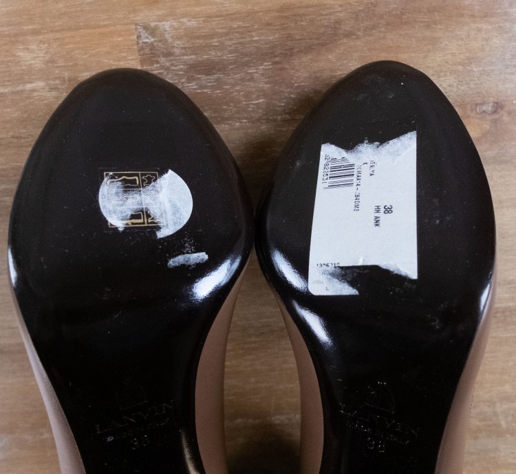 Lanvin Paris Brown Gold Peep Toe Leather Stiletto Pumps 38