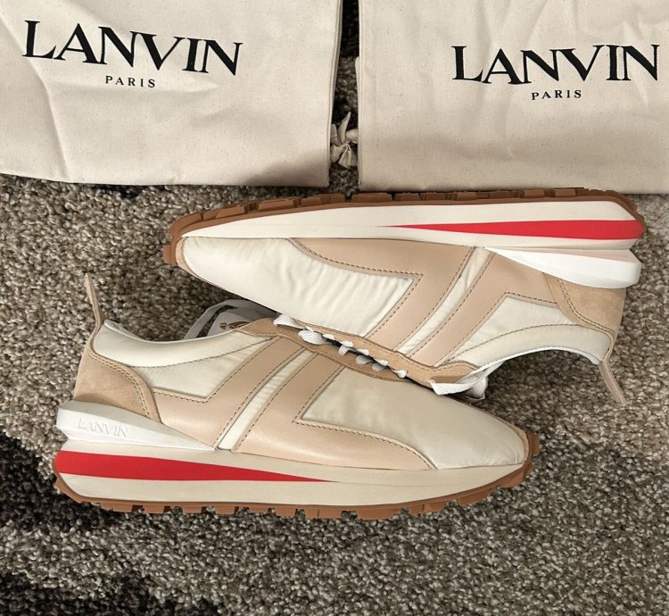 Lanvin Paris Bumper Bumpr Mens Beige Sneakers Eu 42 Us 9 Nib