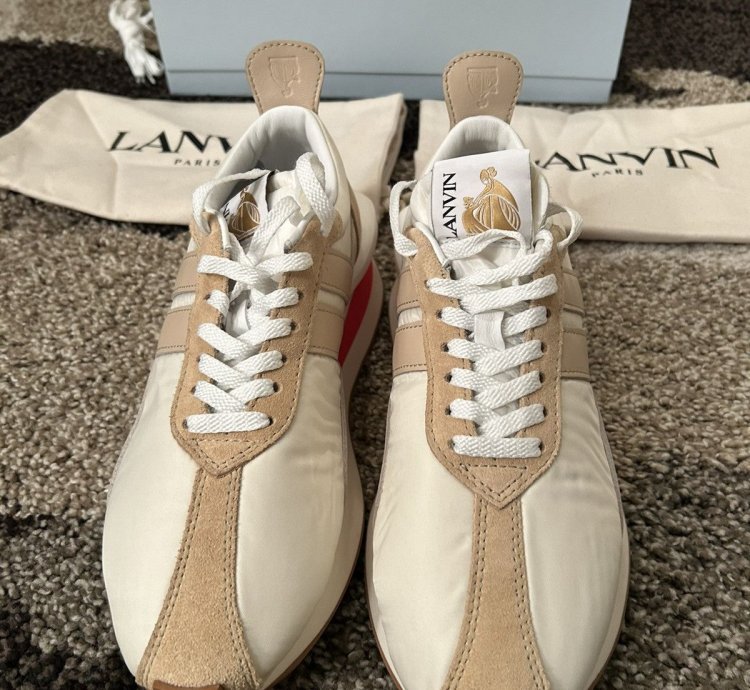 Lanvin Paris Bumper Bumpr Mens Beige Sneakers Eu 42 Us 9 Nib