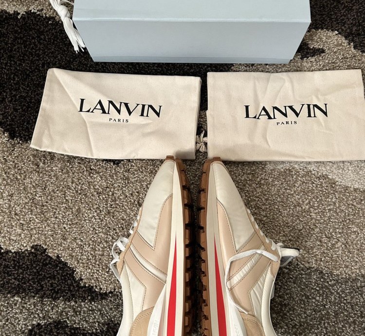 Lanvin Paris Bumper Bumpr Mens Beige Sneakers Eu 42 Us 9 Nib
