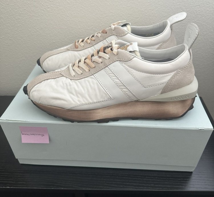 Lanvin Paris White Nylon Bumper Sneaker