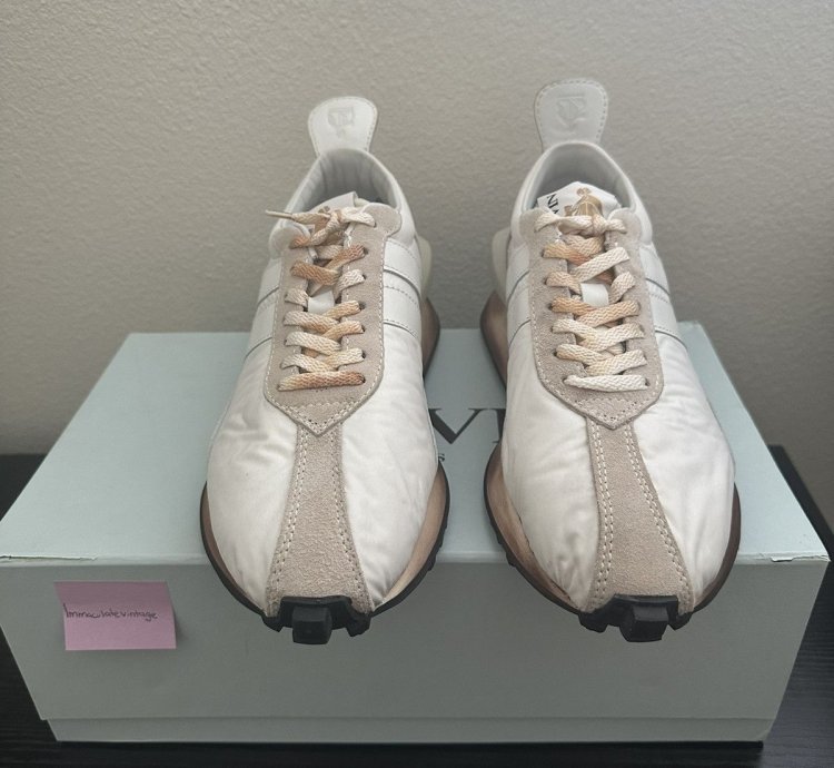 Lanvin Paris White Nylon Bumper Sneaker