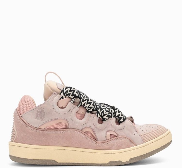 Lanvin Pink Leather Curb Sneakers