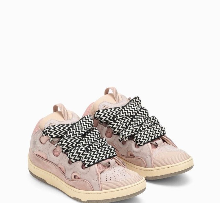 Lanvin Pink Leather Curb Sneakers
