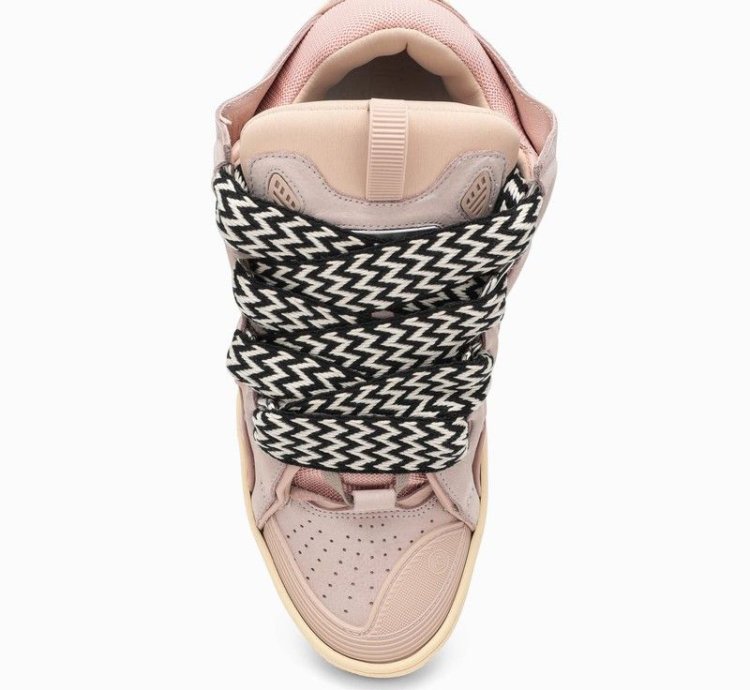Lanvin Pink Leather Curb Sneakers