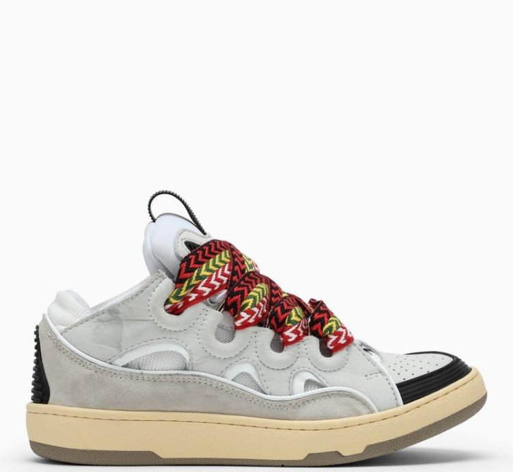 Lanvin White Leather Curb Sneakers