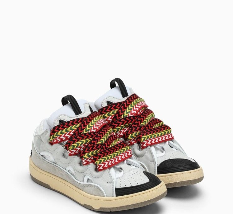 Lanvin White Leather Curb Sneakers
