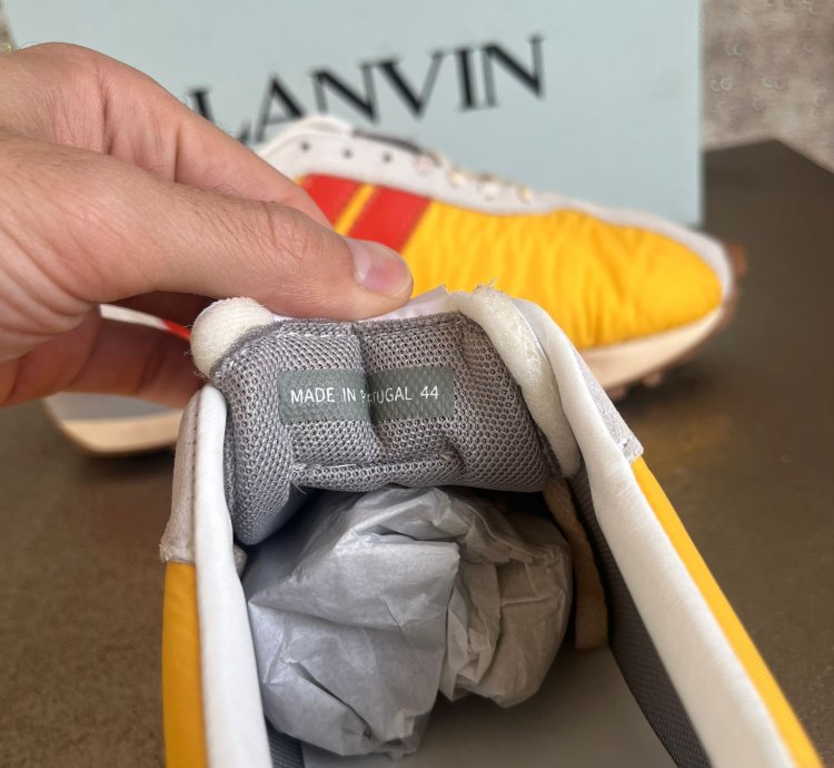 Mesh Leather Runner Trainer In Yellow Orange