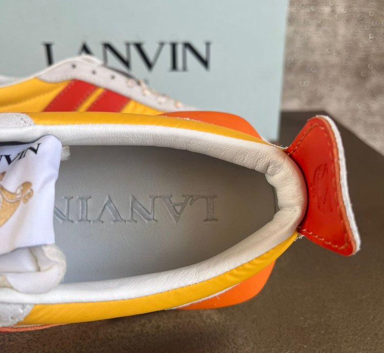 Mesh Leather Runner Trainer In Yellow Orange