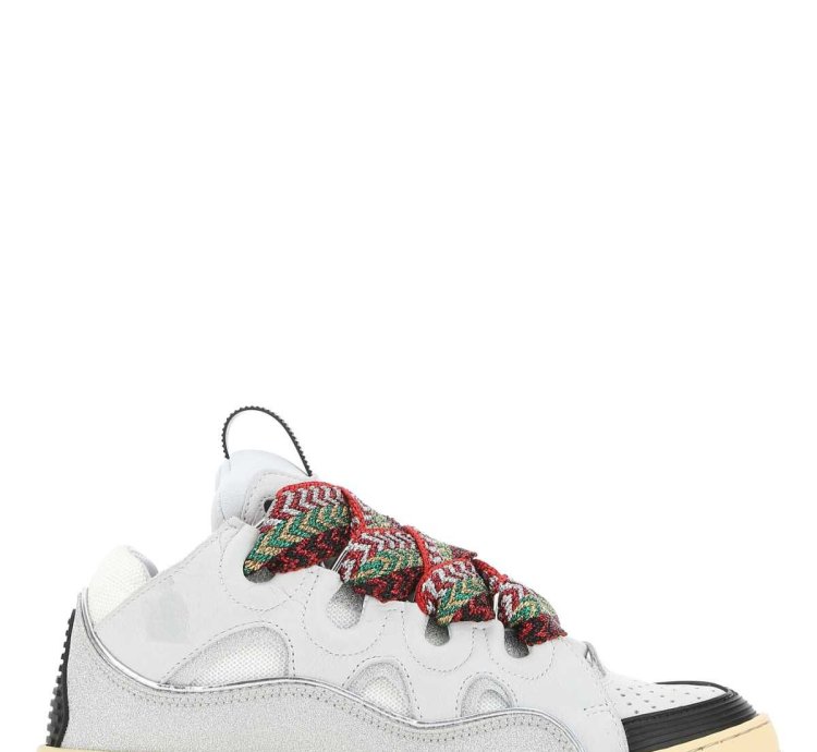 Multicolor Leather And Fabric Curb Sneakers