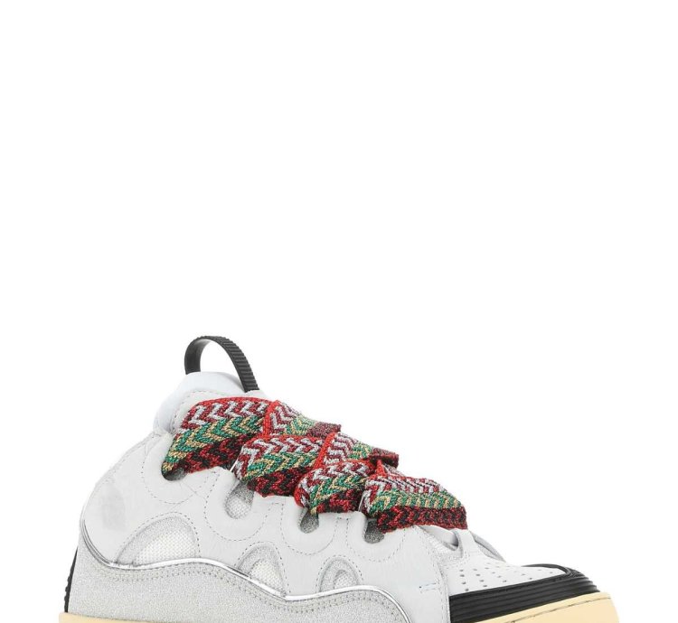 Multicolor Leather And Fabric Curb Sneakers