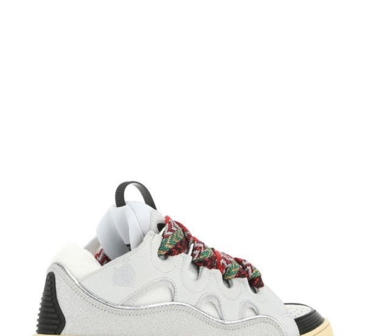 Multicolor Leather And Fabric Curb Sneakers