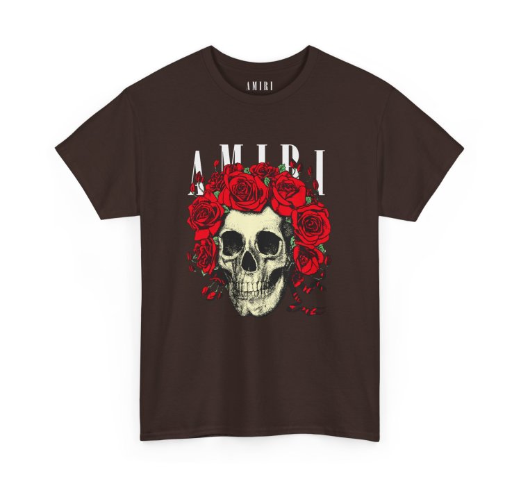 Amiri Rose Skull Dark Chocolate T-shirt - Size Usa