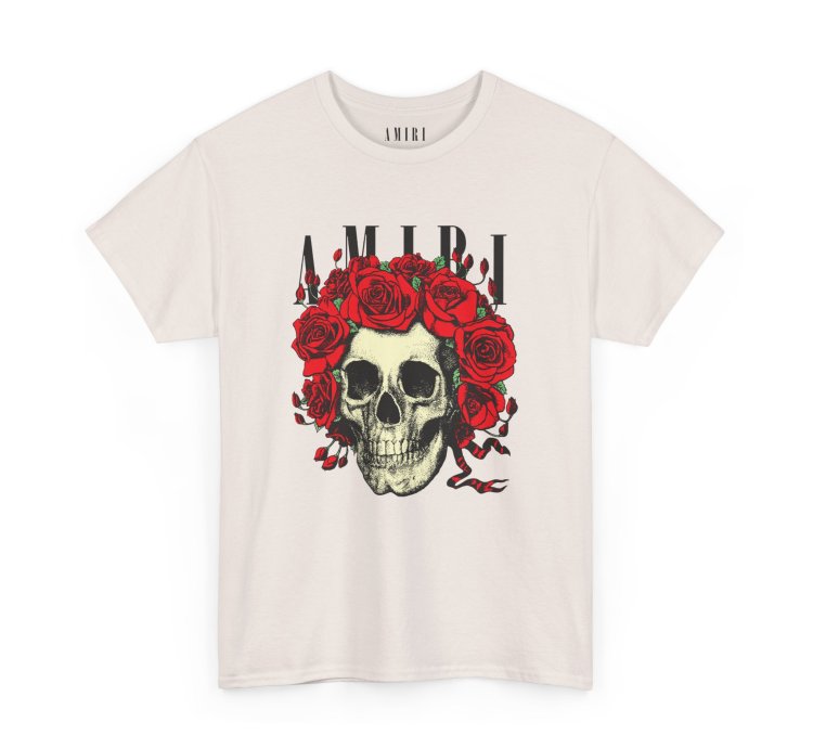 Amiri Rose Skull Ice Grey T-shirt - Size Usa