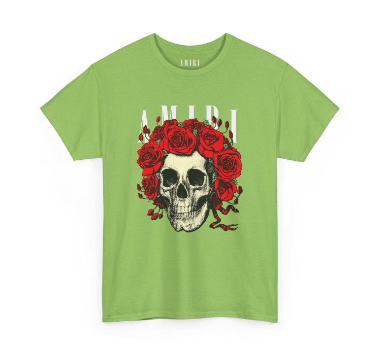 Amiri Rose Skull Lime T-shirt - Size Usa