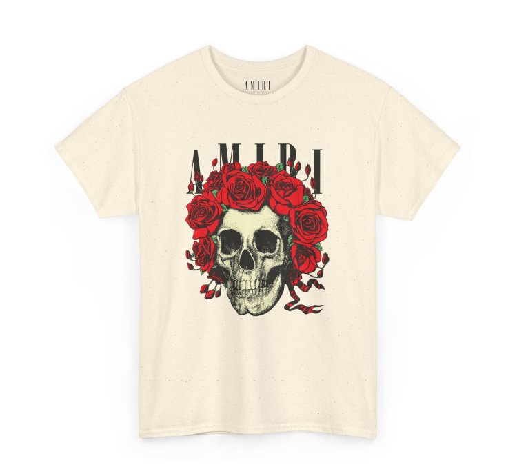 Amiri Rose Skull Natural T-shirt - Size Usa