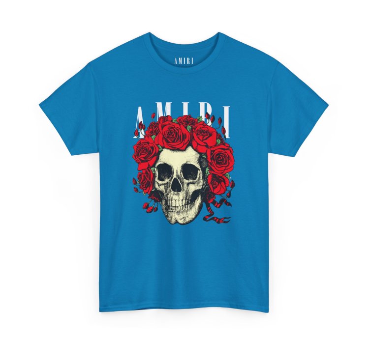 Amiri Rose Skull Sapphire T-shirt - Size Usa