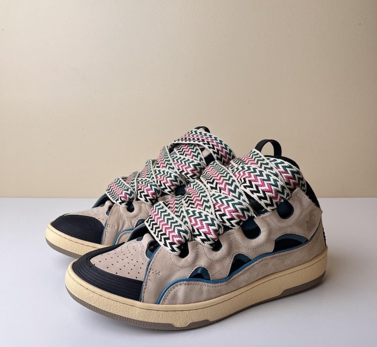 New Lanvin Curb Sneakers Ecru Black