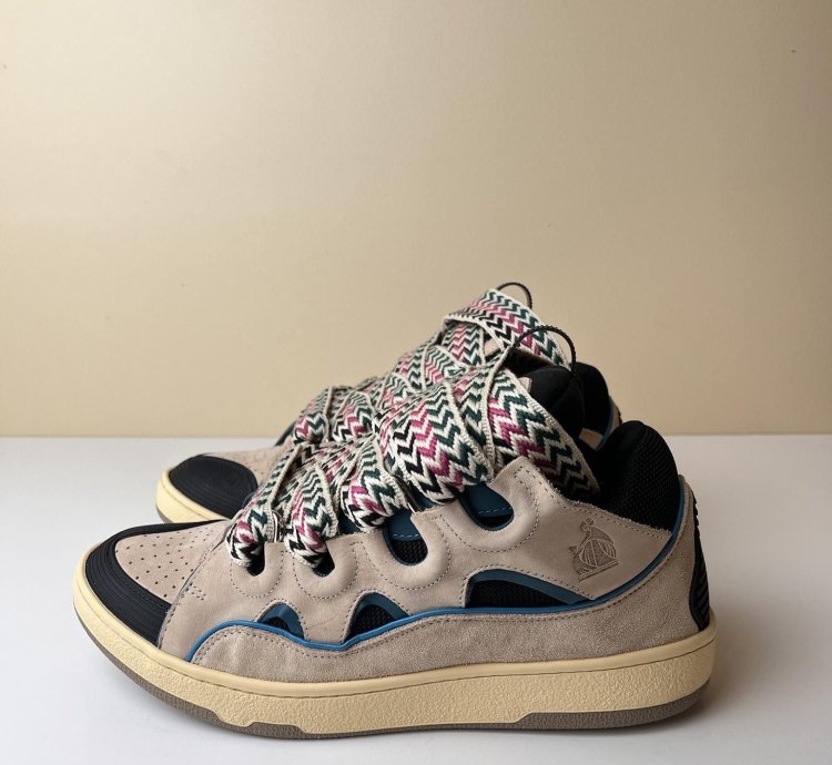 New Lanvin Curb Sneakers Ecru Black