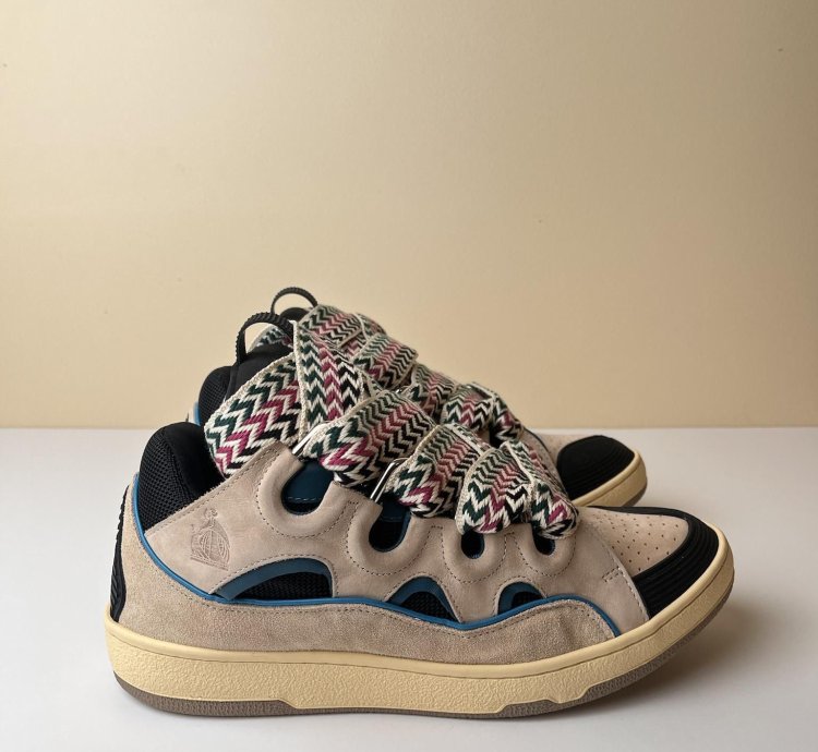 New Lanvin Curb Sneakers Ecru Black