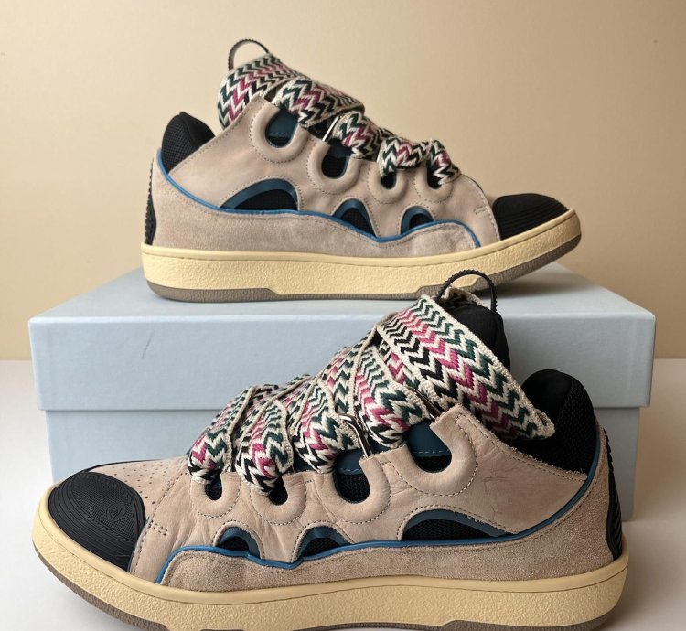 New Lanvin Curb Sneakers Ecru Black