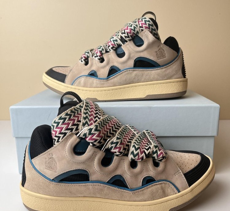 New Lanvin Curb Sneakers Ecru Black