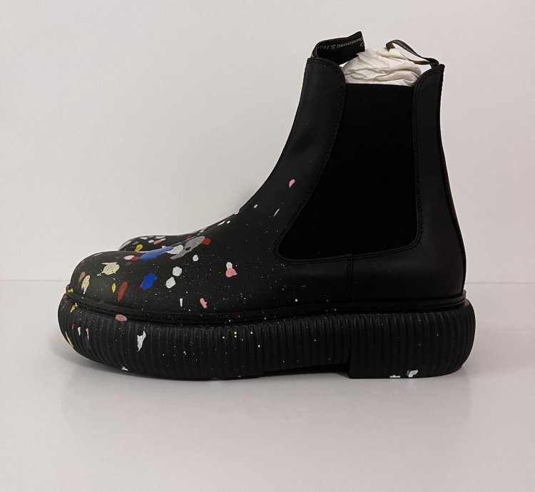 New Lanvin Gallery Dept Arpege Ankle Boots Black Multi