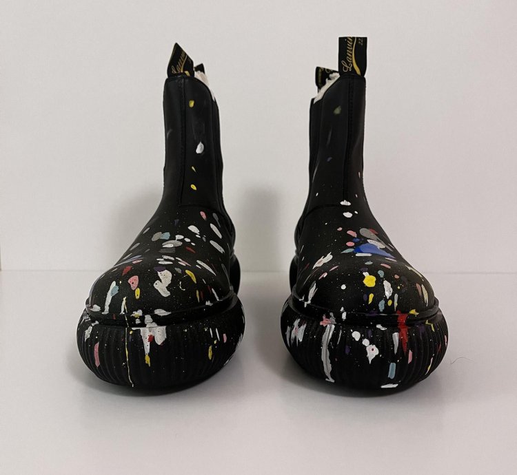 New Lanvin Gallery Dept Arpege Ankle Boots Black Multi