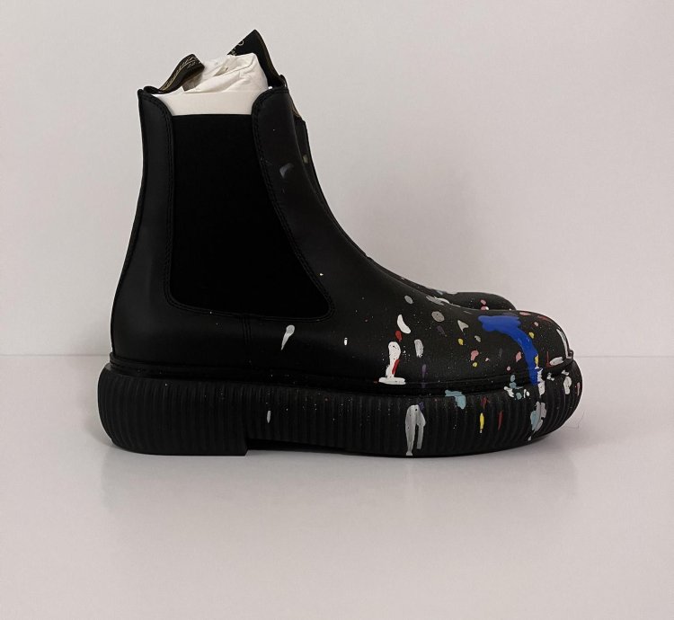 New Lanvin Gallery Dept Arpege Ankle Boots Black Multi