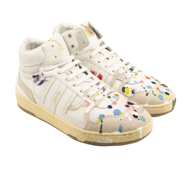 Nib Lanvin Clay White Multicolor Paint Sneakers 9 42 965