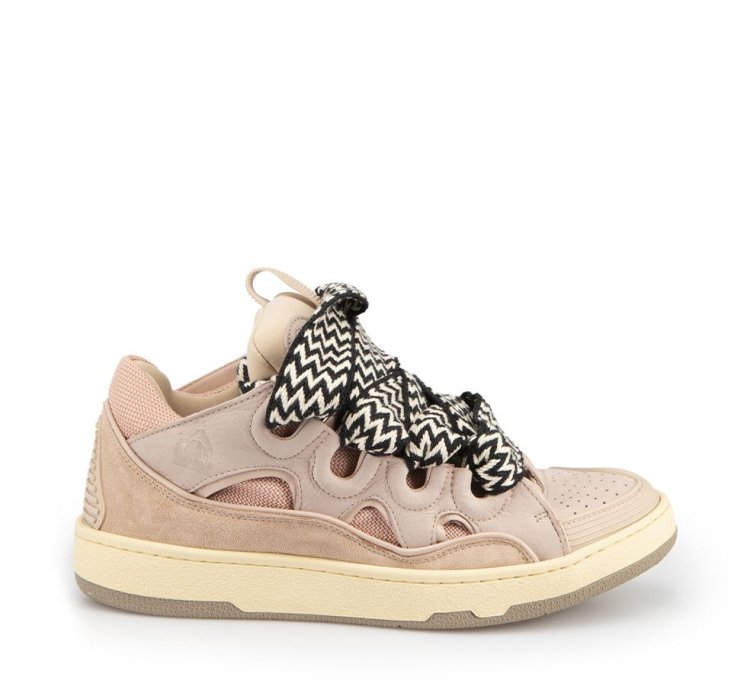 Pink Leather Curb Sneakers