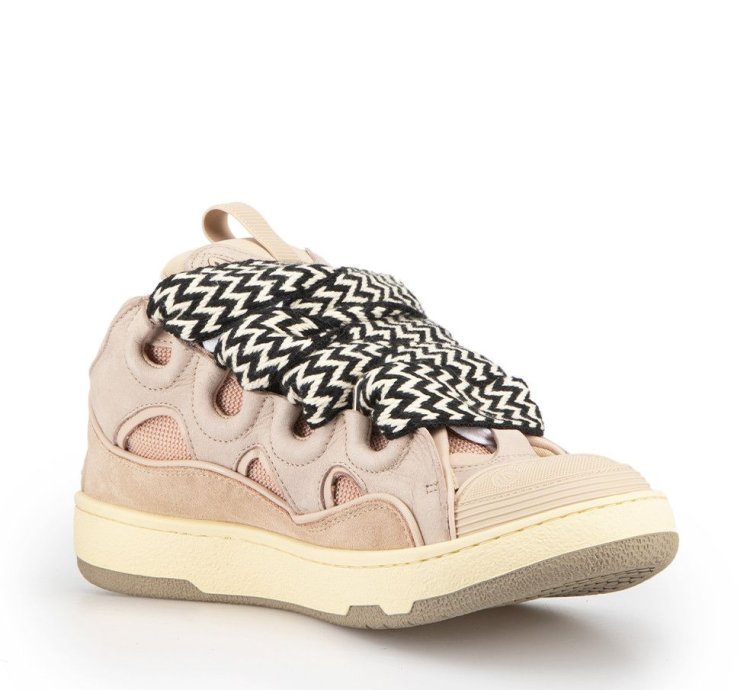 Pink Leather Curb Sneakers