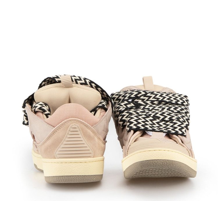 Pink Leather Curb Sneakers