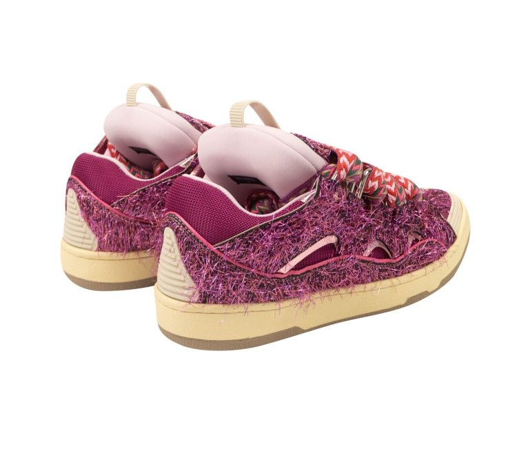 Pink Low Top Curb Lace Up Sneakers Size 10 43