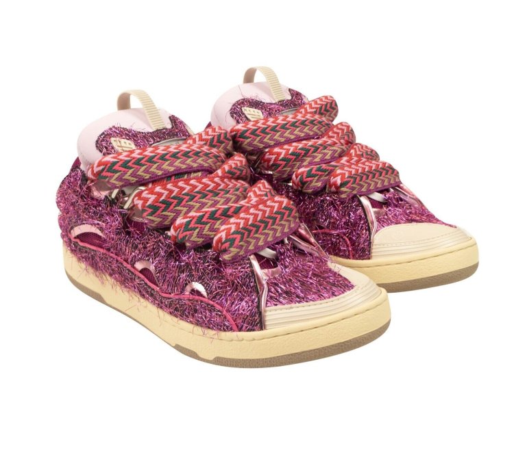 Pink Low Top Curb Lace Up Sneakers Size 10 43