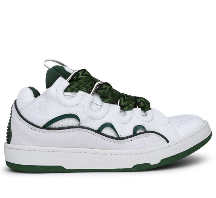 Sneaker Curb In Pelle Bianca Verde