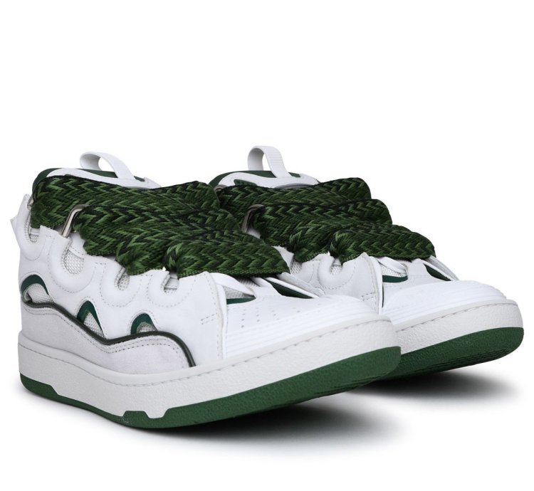 Sneaker Curb In Pelle Bianca Verde