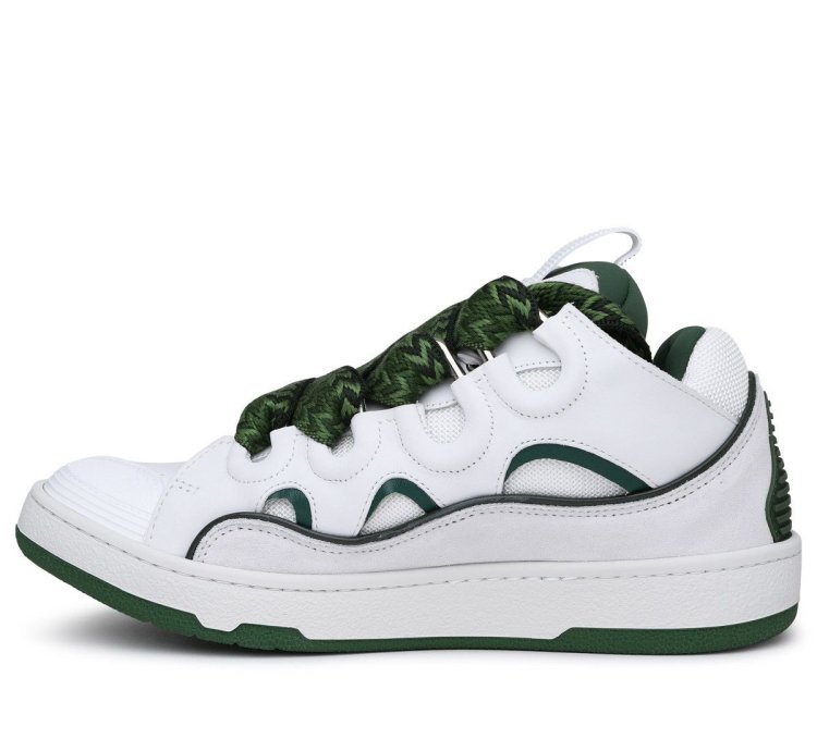 Sneaker Curb In Pelle Bianca Verde