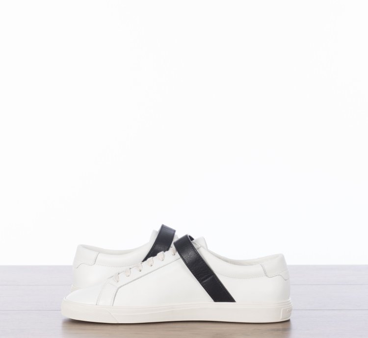 Andy Sneakers With Black Leather Strap In White Leather