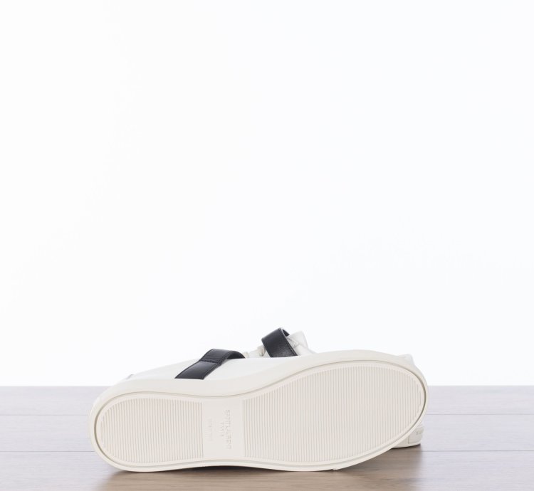 Andy Sneakers With Black Leather Strap In White Leather