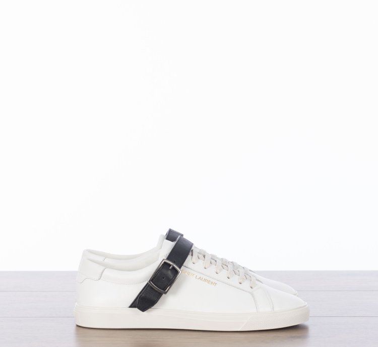 Andy Sneakers With Black Leather Strap In White Leather