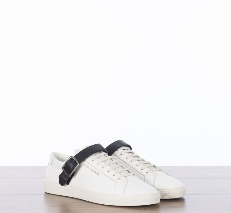 Andy Sneakers With Black Leather Strap In White Leather