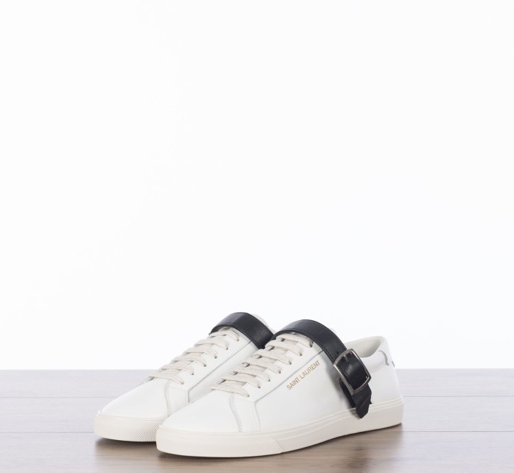 Andy Sneakers With Black Leather Strap In White Leather