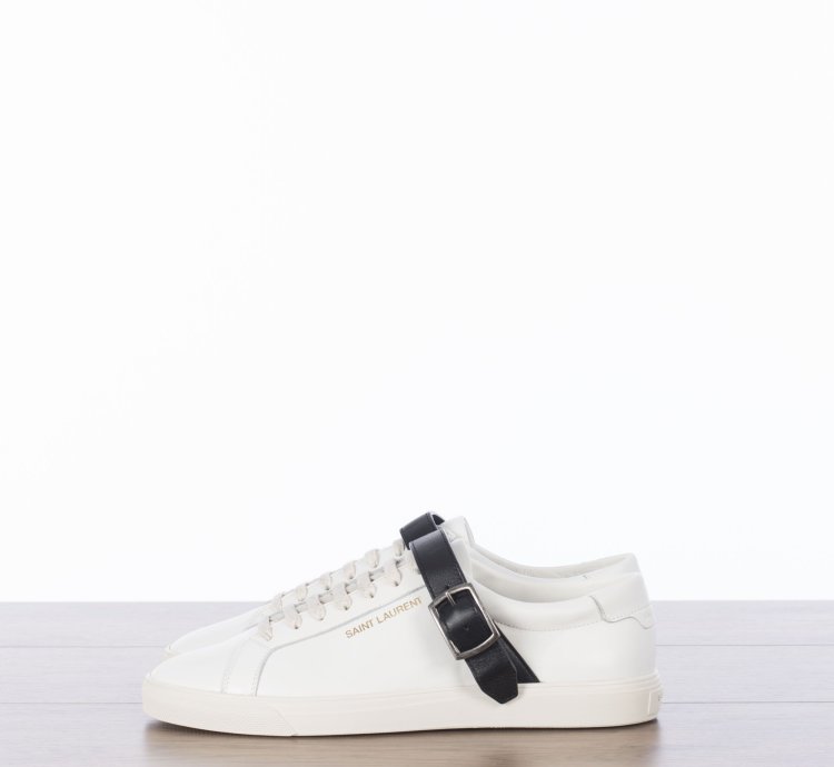 Andy Sneakers With Black Leather Strap In White Leather
