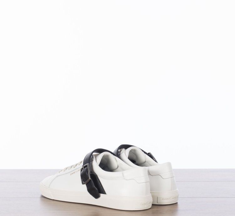 Andy Sneakers With Black Leather Strap In White Leather