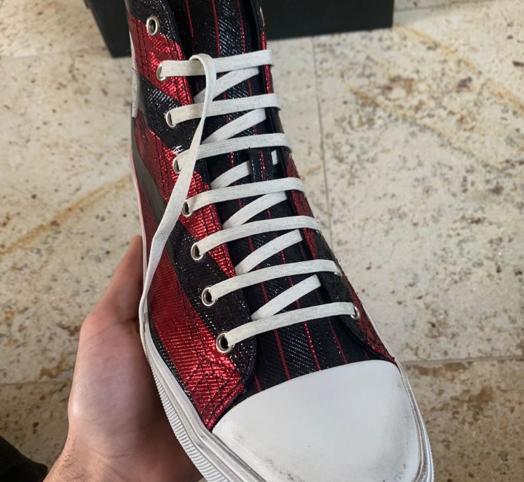 Bedford Di Patch Trainers In Ruby Red Black