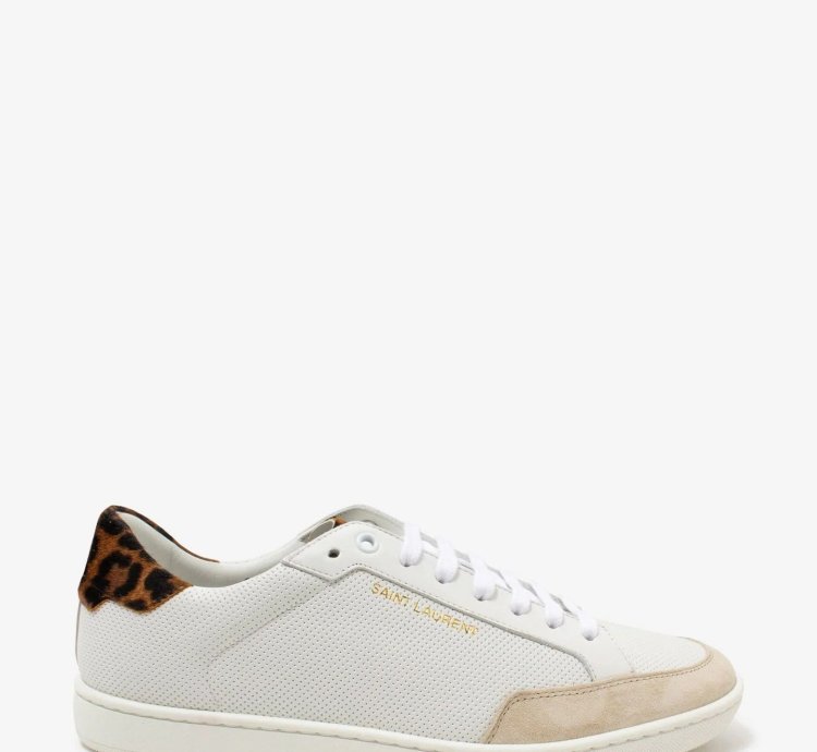 Court Classic Sl 10 White Perforated Leather Trainers
