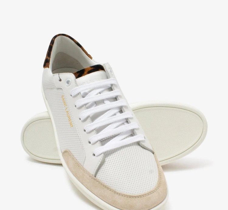 Court Classic Sl 10 White Perforated Leather Trainers