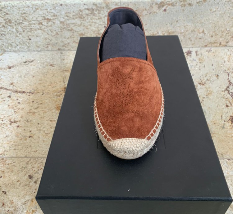 Espadrille 20 Ysl Embroidered In Dark Brown