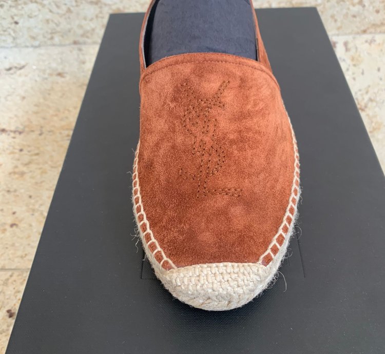 Espadrille 20 Ysl Embroidered In Dark Brown